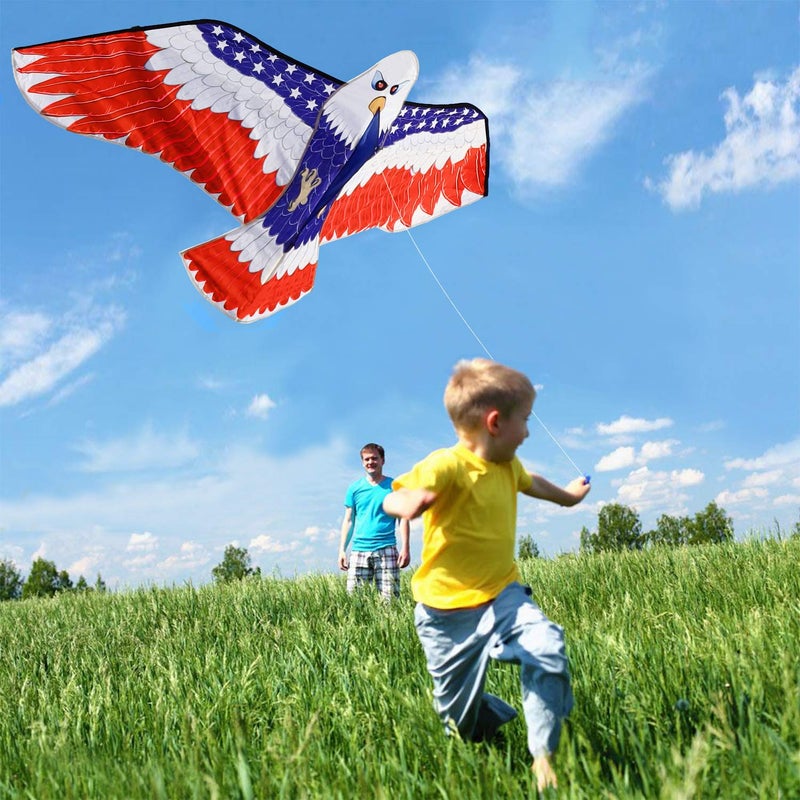 HONBO Huge Patriotic Eagle Kites for Adults and Kids,Easy to Fly for Beach Trip, Outdoor Activities-Wingspan 73â€-200ft Line with Swivel-Bonus Durable Polyester Bag - Image 2